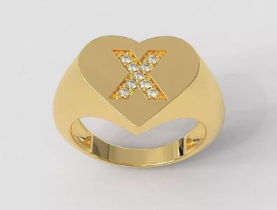 Heart Letter Ring - X