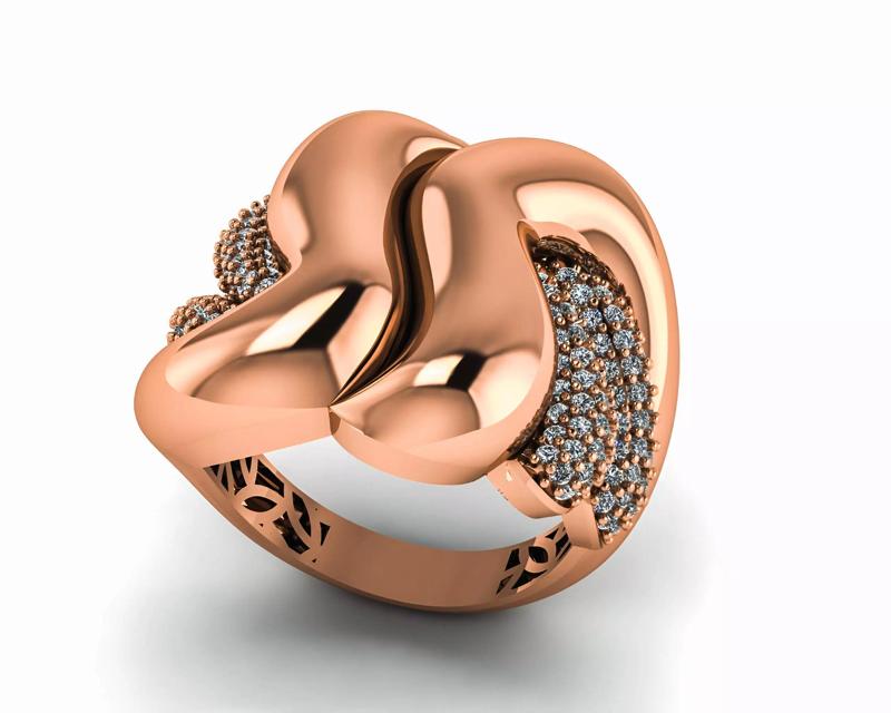Waveline High Jewelry Italian Cocktail Diamond Ring