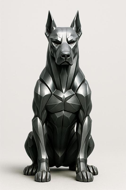 Dobermann Titan - Futuristic Metal Statue