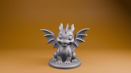 Cute Baby Dragon Figurine – Kawaii Fantasy Dragon STL for 3D Printing