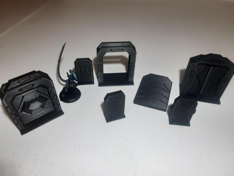 Sci-Fi sliding doors and single doors for board games.