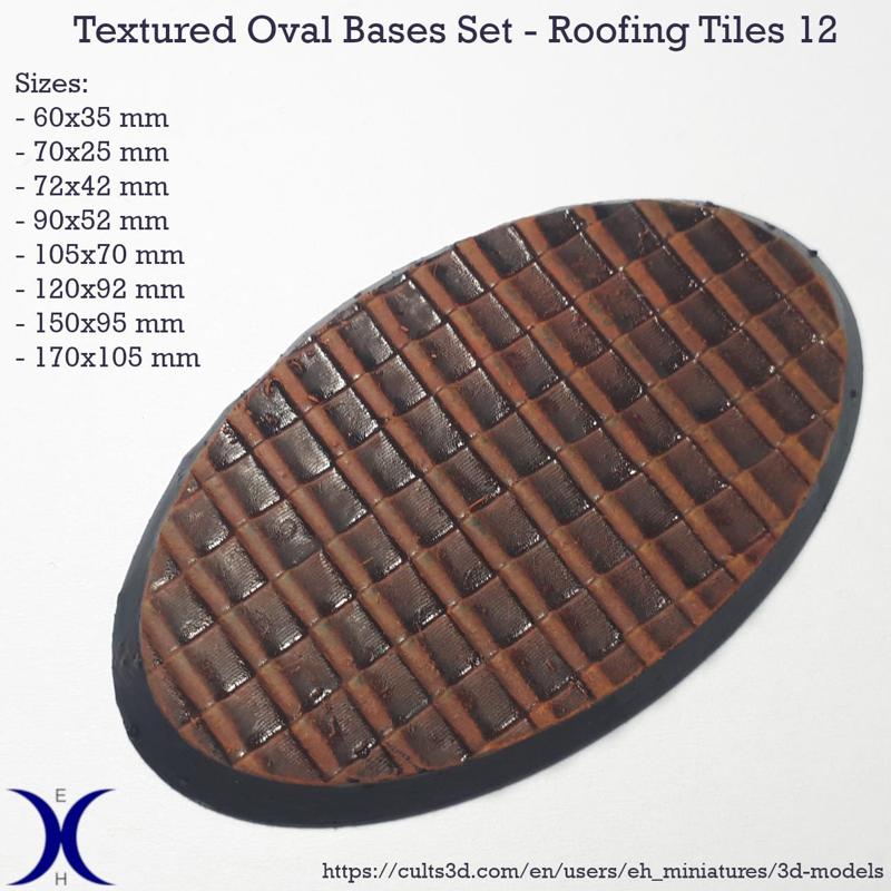Oval Bases Set – Roofing Tiles 12 Texture (60–170MM) | Perfect For Tabletop Wargames & RPG's