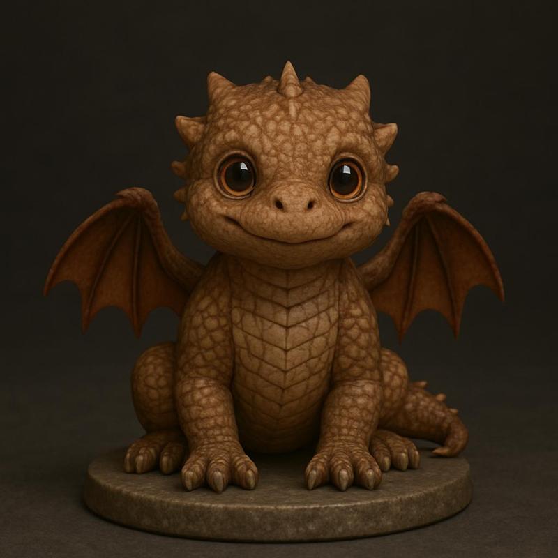 Cute Baby Dragon 3D Model – Realistic High-Detail Fantasy Miniature for Tabletop, DnD, or Display