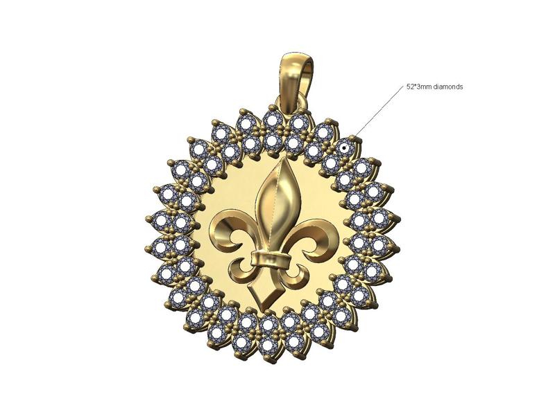 Royal lily marquise diamond prong plate halo pendant with bail 3D print model