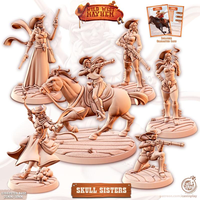 Wild West - Skull Sisters (Pre-Supported) Cowboy | Cast n Play
