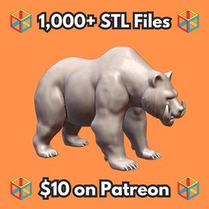 28mm Sci-Fi Beastly War Bear Miniature for DND Expeditions MineeForm FDM 3D Print STL File   