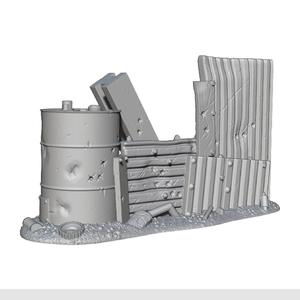 Wasteland Oil Drum Junk Pile Wall Section Barricade- Terrain
