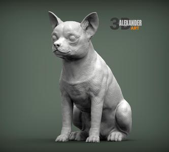 Chihuahua sitting 3D printed model