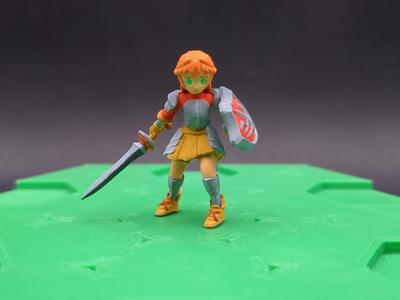 JRPG Warrior, Rapier and Shield; Miniature