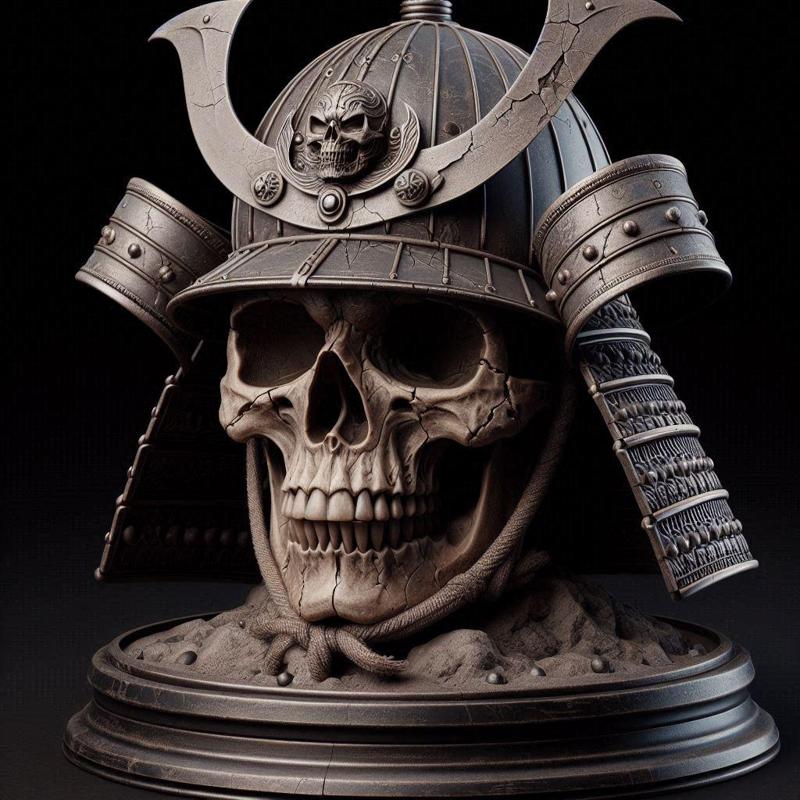 Samurai Skull with Kabuto Helmet