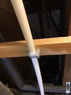 Plastic plumbing pipe hanger (screw-in j-hook pipe support)   