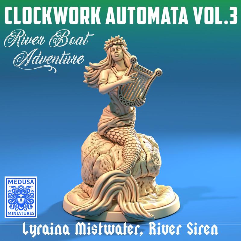 Lyraina Mistwater - River Siren Miniature STL (28mm Fantasy Model)