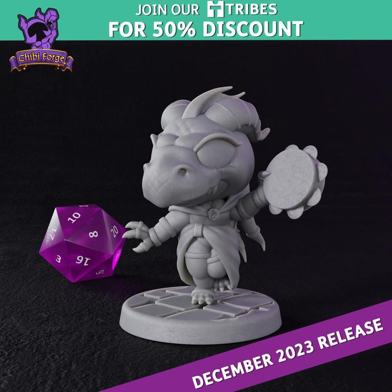 Female Dragonborn Bard - Chibi Forge