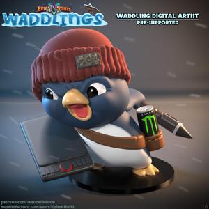 Waddling Digital Artist 1A Miniature - Pre-Supported