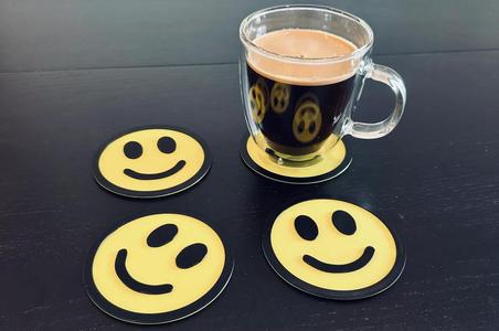 Smiley Emoji Drink Coasters - Just add cork backing...or not :-)   