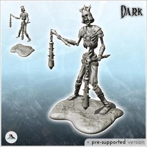 Skeletal undead with double clubs and tack (21) - Creature Darkness War 15mm 20mm 28mm 32mm
