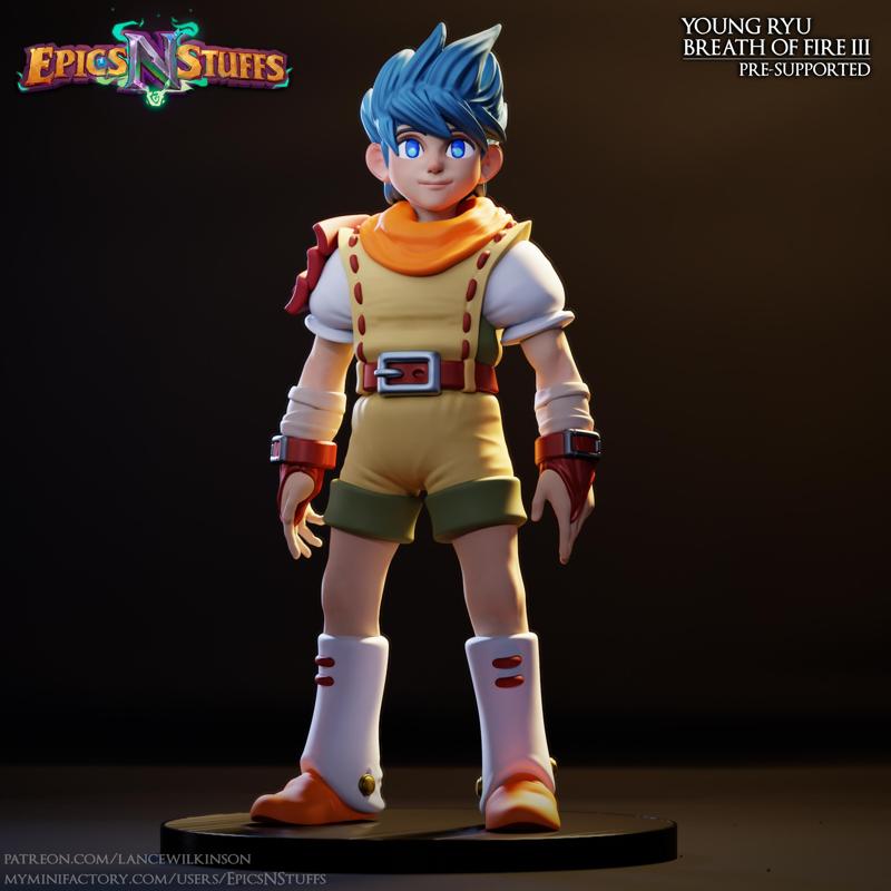 Young Ryu, Breath of Fire III Miniature, Pre-Supported