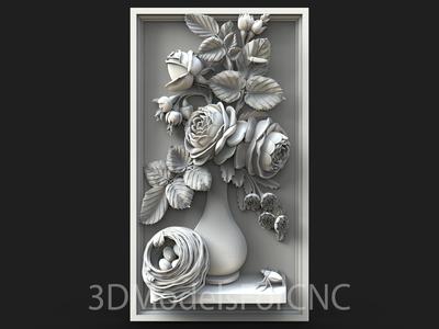 3D Model STL File for CNC Router Laser & 3D Printer Flowers 4