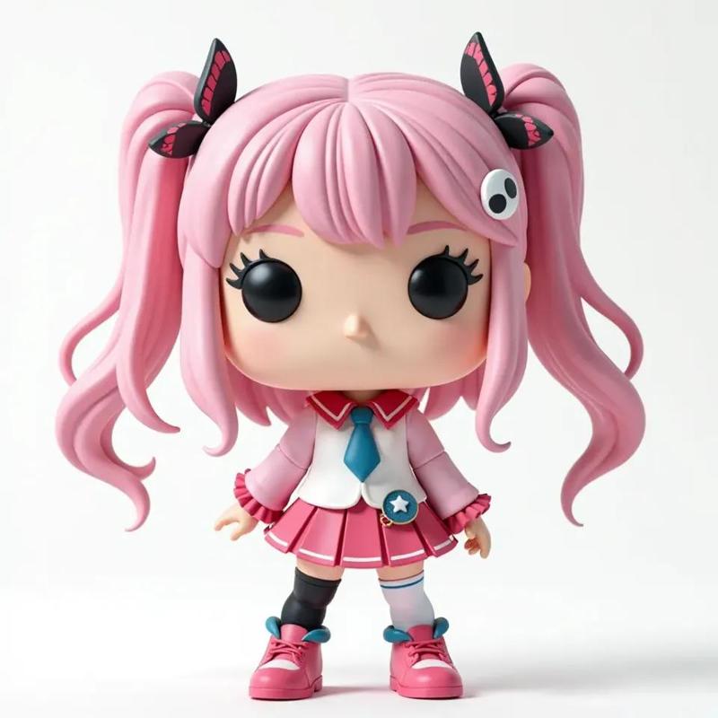 Cute Anime-Style Chibi Girl 3D Model for 3D Printing – Kawaii Collectible Figurine with Pink Hair and Pigtails – DIY Funko Pop-Inspired Desktop Toy   