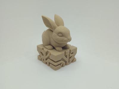 Elegant Rabbit on Geometric Pedestal Rabbit