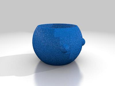 Small plant pot with face+drainage hole