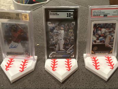 Graded baseball card display stand - home plate