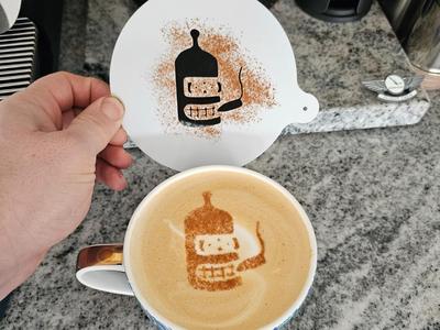 Perfect Bender from Futurama Latte Art Stencil