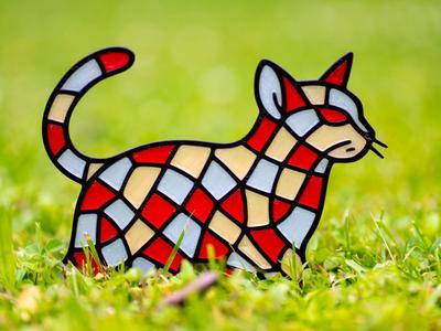 stained glass Translucent PLA cat decoration