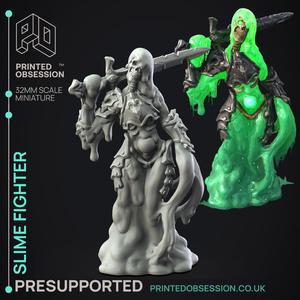 Slime Fighter - Humanoid Slime -  PRESUPPORTED - Illustrated and Stats - 32mm scale
