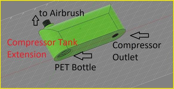 Airbrush Compressor Tank Extension Adapter with PET Bottle