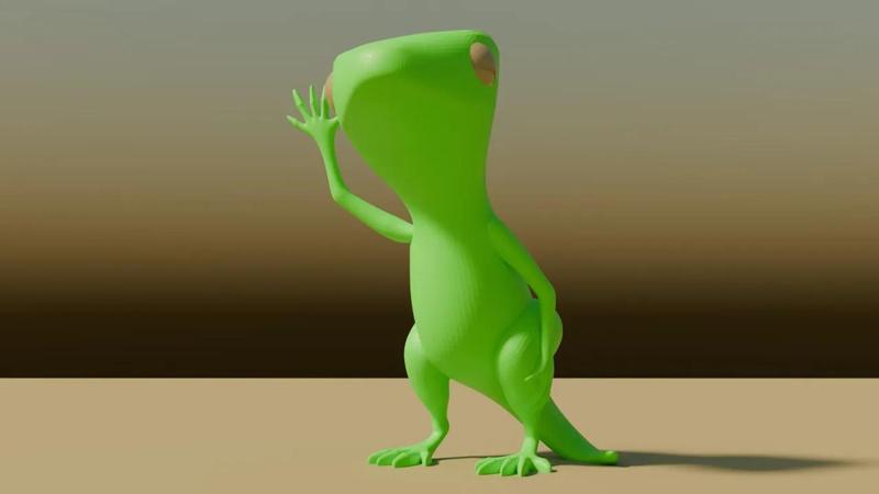 Simple cartoon lizard waving   