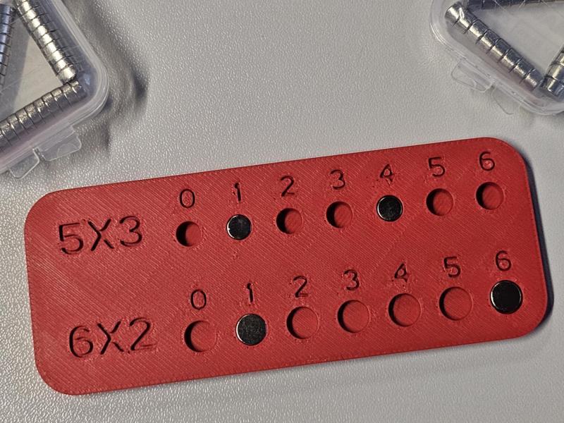 Magnet pocket testing jig / gauge - Ø5x3 and 6x2