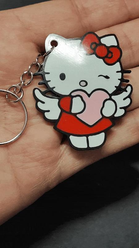 Kitty Angel Valentine Keyring