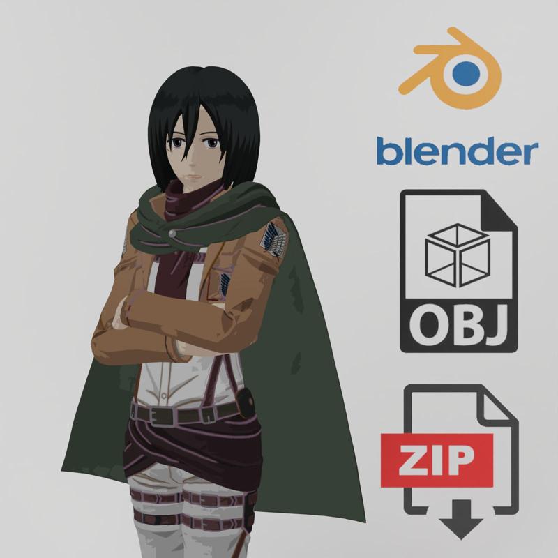 Mikasa Ackerman Lowpoly Rigged