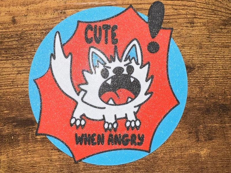 Cat "cute when angry" coaster