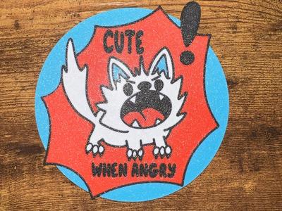 Cat "cute when angry" coaster