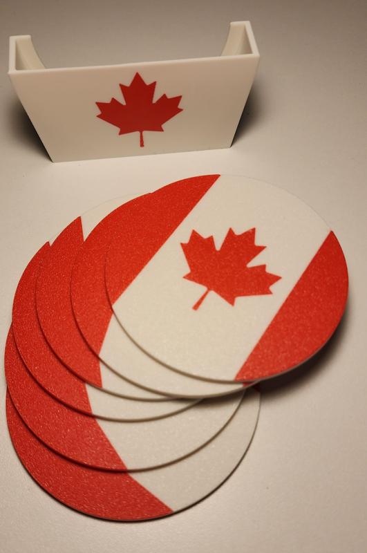 Canada flag coasters with stand