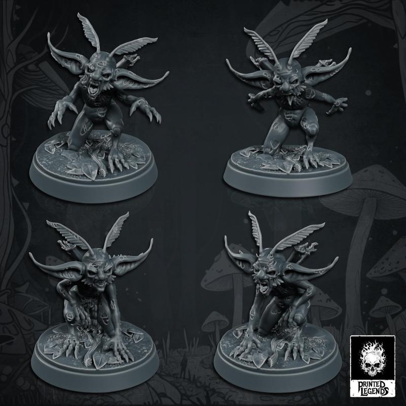 Undead Grounded Zombiefey x4 (25mm Bases)