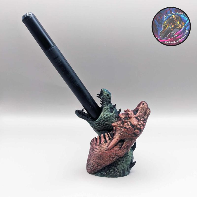 Twin Dragons Pen Holder