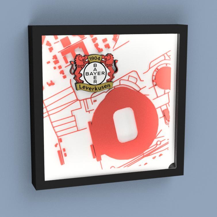Bayer 04 Leverkusen BayArena 3D map mural