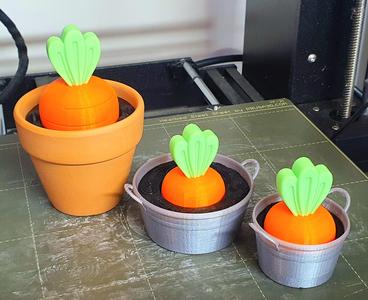 Cute Metal buckets (and dirt for extendable carrots)