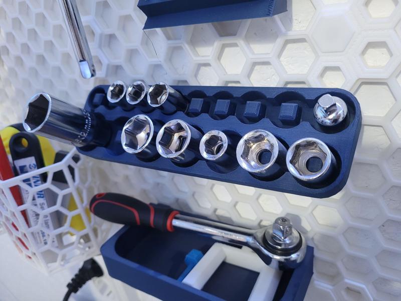 Honeycomb Socket wrench set holder - metric-short-375-6pt-deep