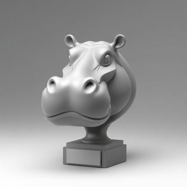 Concrete Hippo Head Trophy 🦛