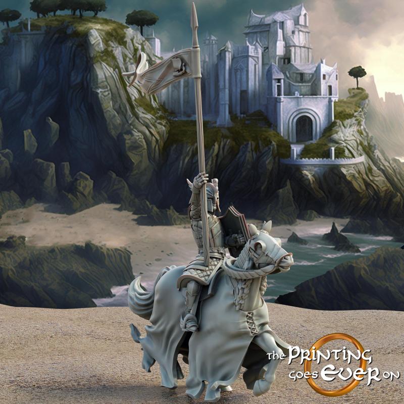 Swan Knight - Mounted - Banner Bearer - Presupported