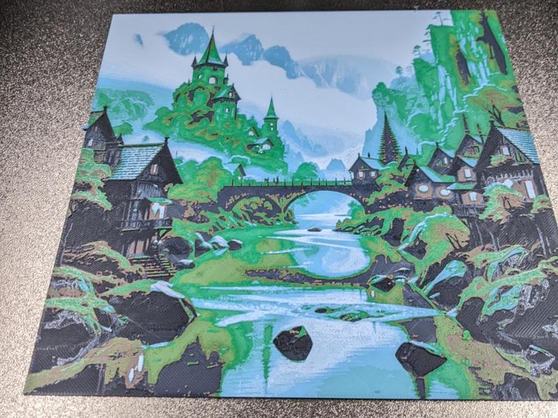 Fantasy Settlement HueForge with frame