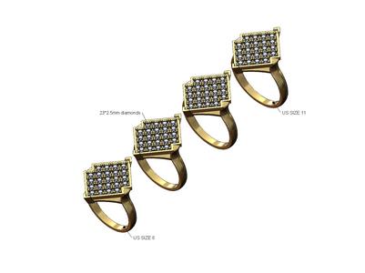 Diamond lozenge plate ring US sizes 8to11 3D print model