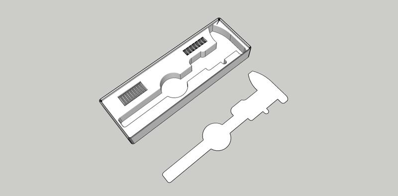 Gridfinity Caliper holder - 4u x 2u x 4u - With LR44 and CR2032 storage