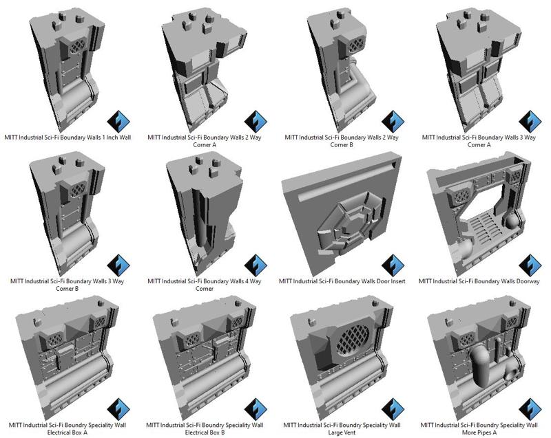 Industrial to Sci-Fi Boundary Transition Walls OpenLOCK Modular Industrial Terrain Tiles Expansion Set