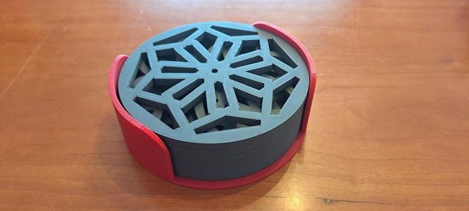 Geometric-shaped coaster plus holder