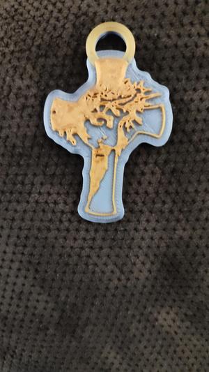 Cross with Jesus face key charm